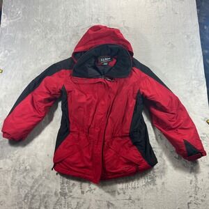 LL BEAN Gore-Tex Winter Jacket Womens M Red Thinsulate Hooded Parka OYN64